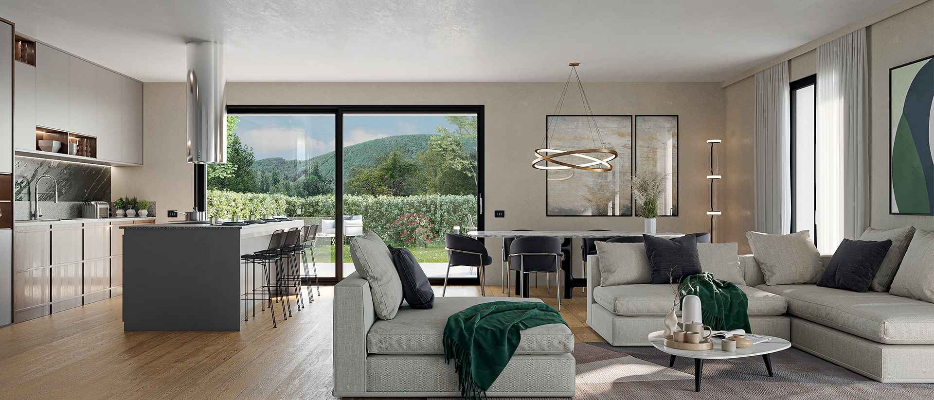 Render dei Nuovi Appartamenti Spaziosi in Costuzioni a Bergamo