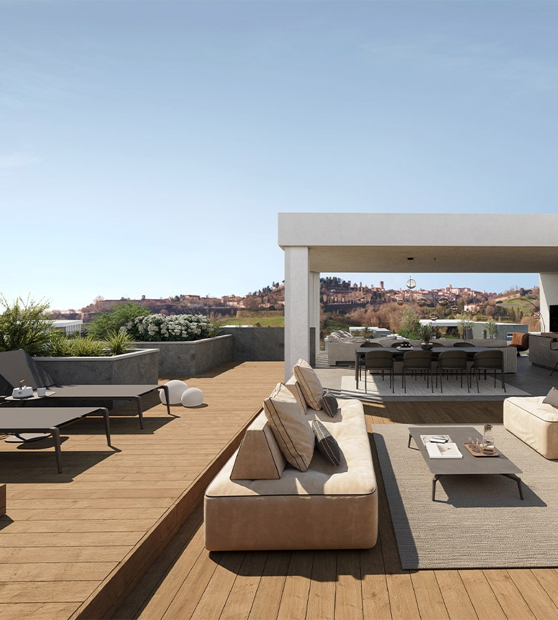 Vista di Città Alta dal Super Attico di Tower Baioni a Bergamo