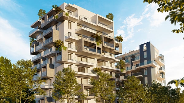 Render Diurno del Nuovo Progetto Tower Eden a Nembro