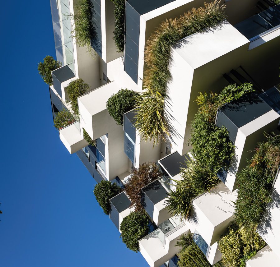 Dettaglio di una Torre Verticale Alberata Firmata Tower Concept