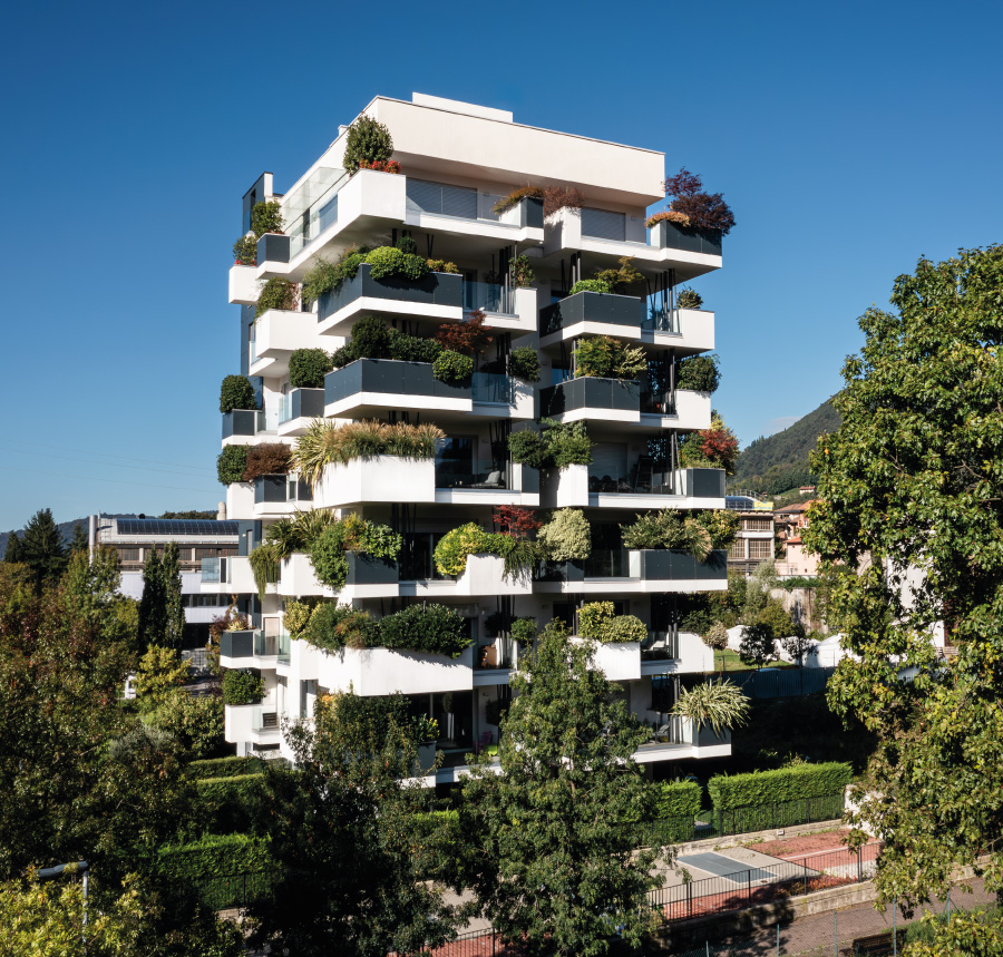 Render Palazzina Notturna con Bosco Verticale