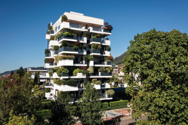 Render Palazzina Notturna con Bosco Verticale