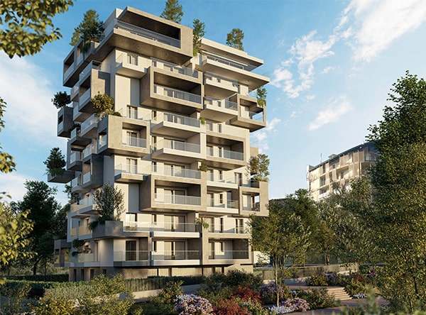 Visione della Palazzina Eden dal Parco